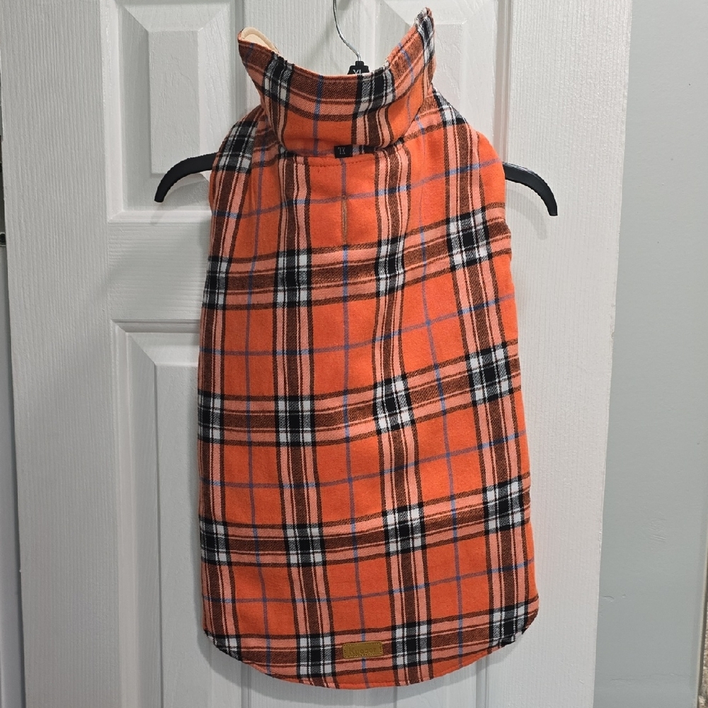 Kuoser Orange Plaid Dog Coat Size XL